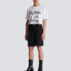 Wool darted Bermuda shorts