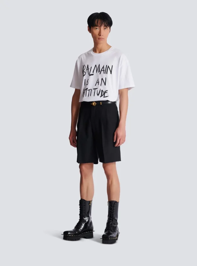 Wool darted Bermuda shorts