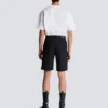 Wool darted Bermuda shorts