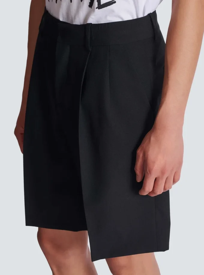 Wool darted Bermuda shorts