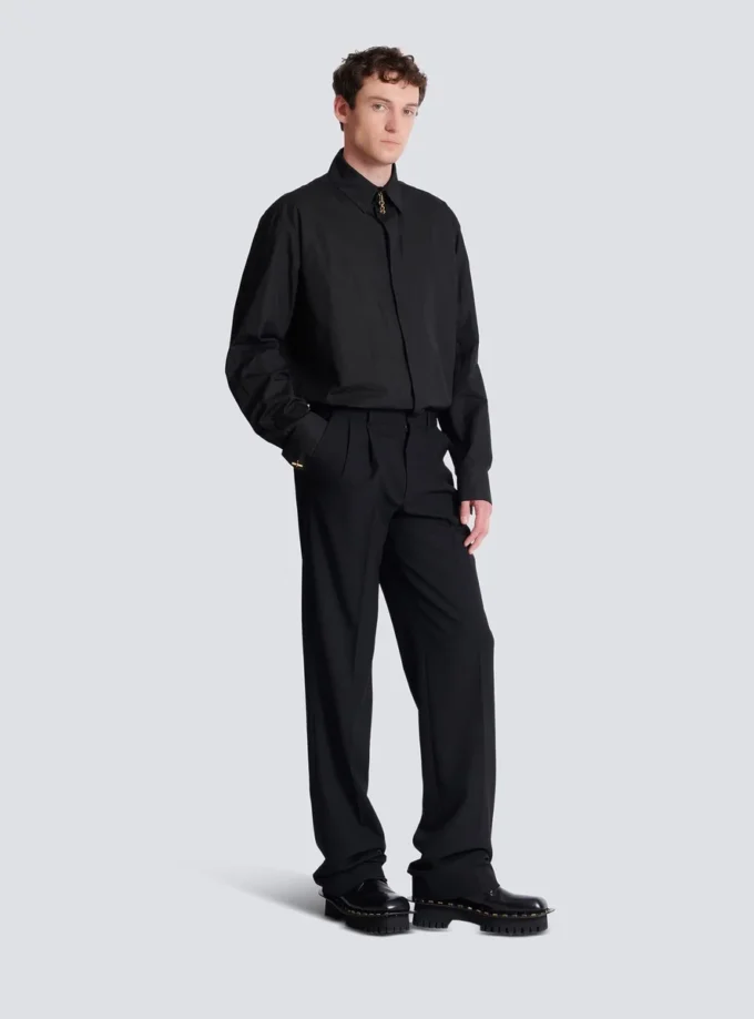 Wool straight-leg trousers