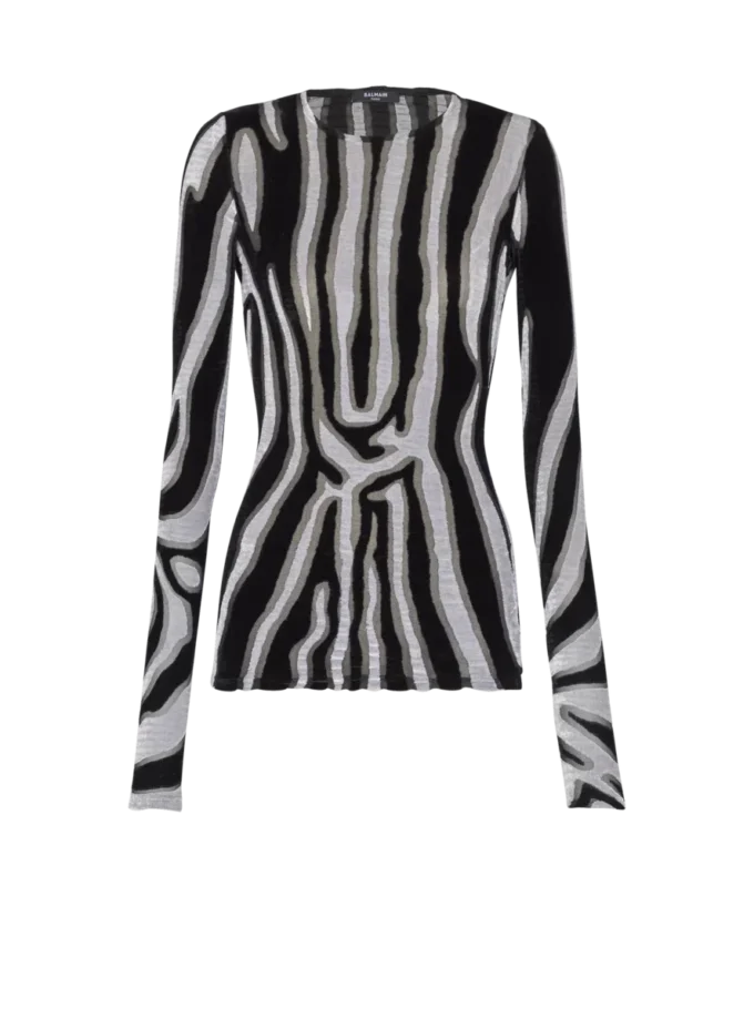 Zebra-print velvet bodycon top