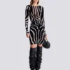 Zebra-print velvet bodycon top