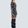 Zebra-print velvet bodycon top