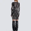 Zebra-print velvet bodycon top