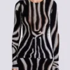Zebra-print velvet bodycon top