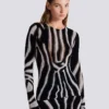 Zebra-print velvet bodycon top