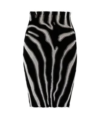 Zebra-print velvet pencil skirt