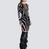 Zebra-print velvet pencil skirt