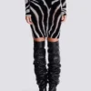 Zebra-print velvet pencil skirt