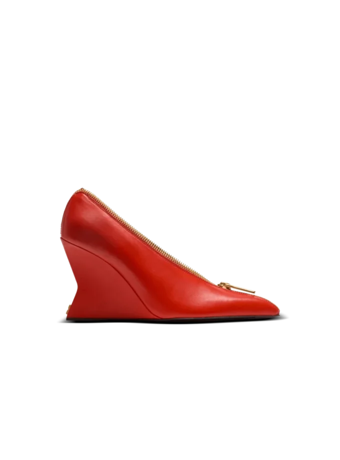 Zip Wedge pumps in lambskin leather