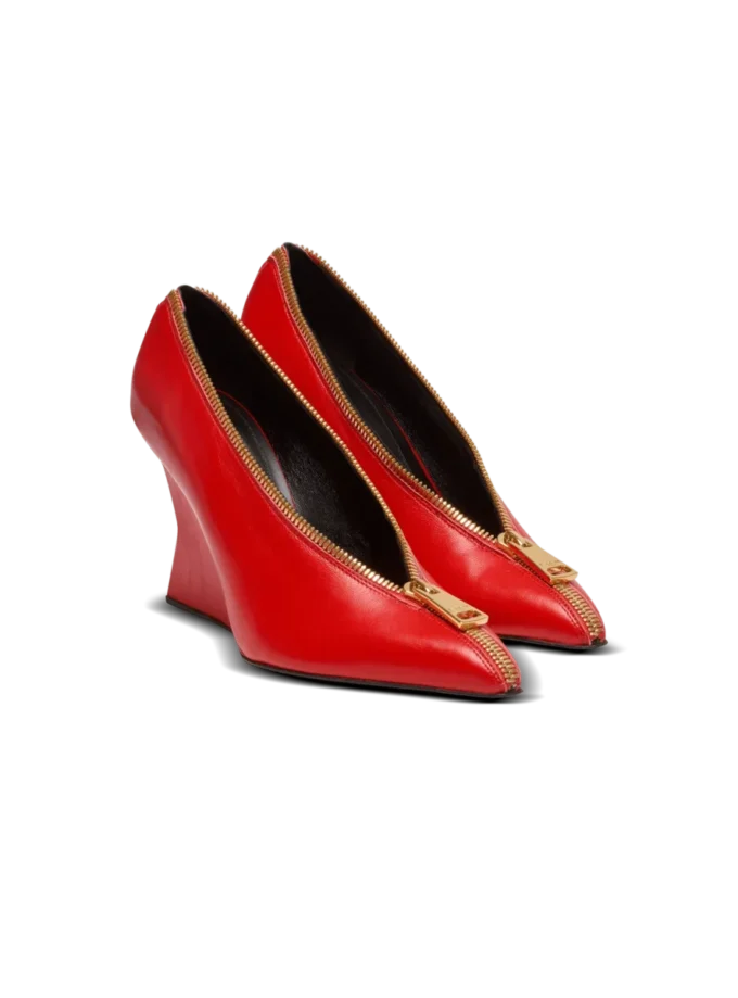 Zip Wedge pumps in lambskin leather