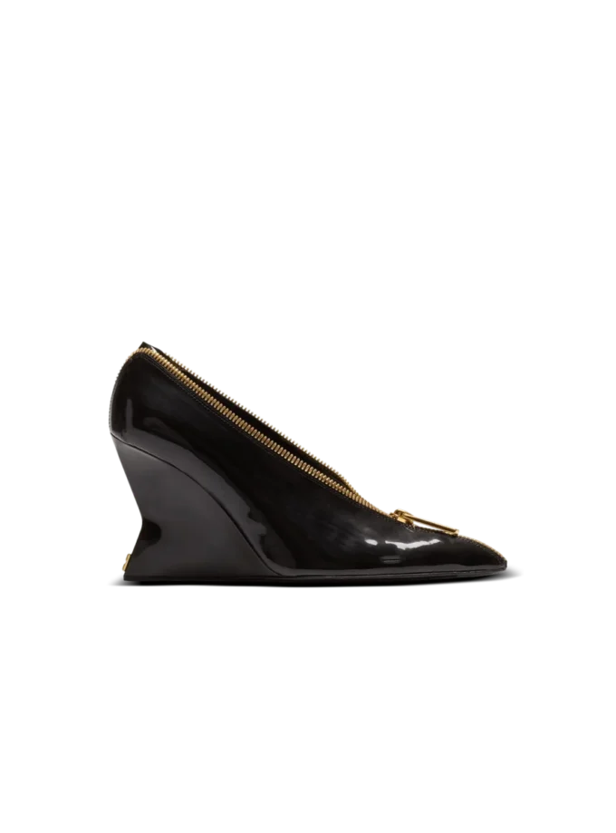 Zip Wedge pumps in patent leather