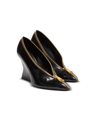 Zip Wedge pumps in patent leather
