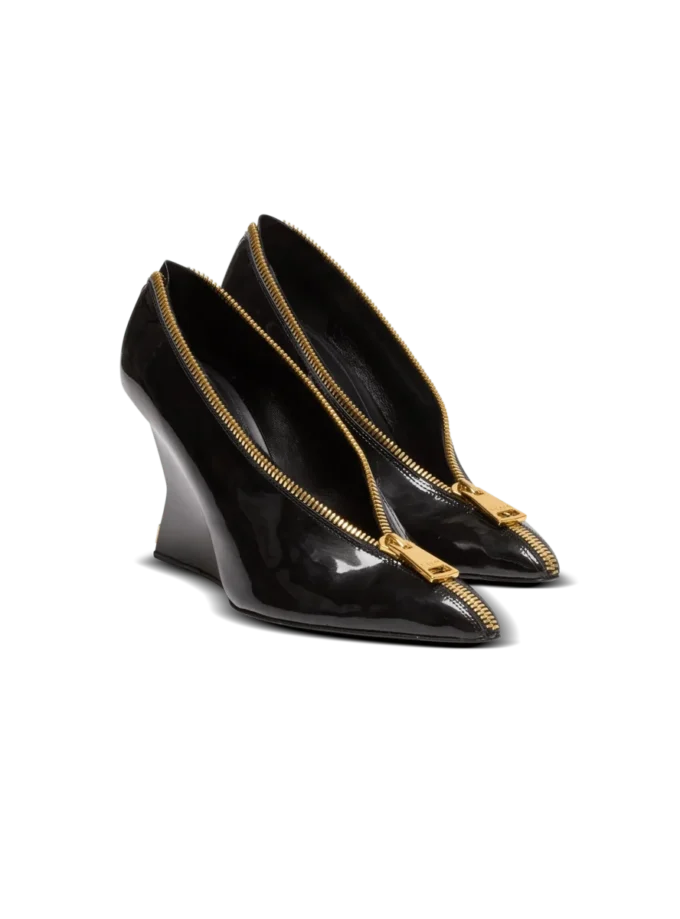 Zip Wedge pumps in patent leather