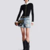 Zipped high-neck knit cardigan