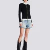 Zipped high-neck knit cardigan