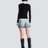 Zipped high-neck knit cardigan