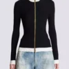 Zipped high-neck knit cardigan