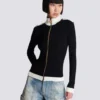 Zipped high-neck knit cardigan