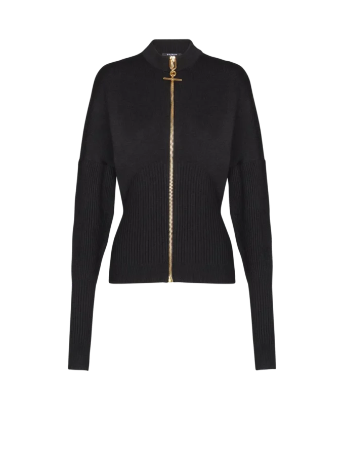 Zipped knit cardigan