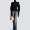 Zipped knit cardigan