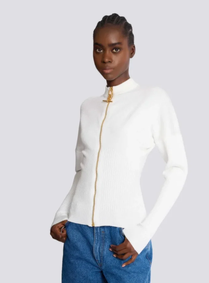 Zipped knit cardigan
