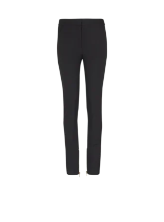 Zipped slim-fit grain de poudre trousers