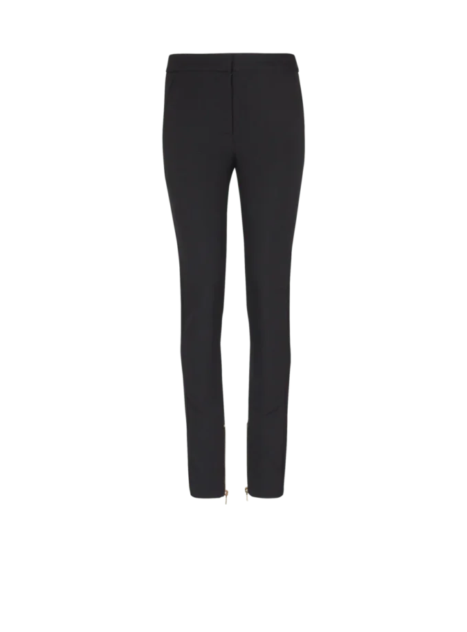 Zipped slim-fit grain de poudre trousers