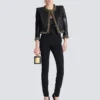 Zipped slim-fit grain de poudre trousers
